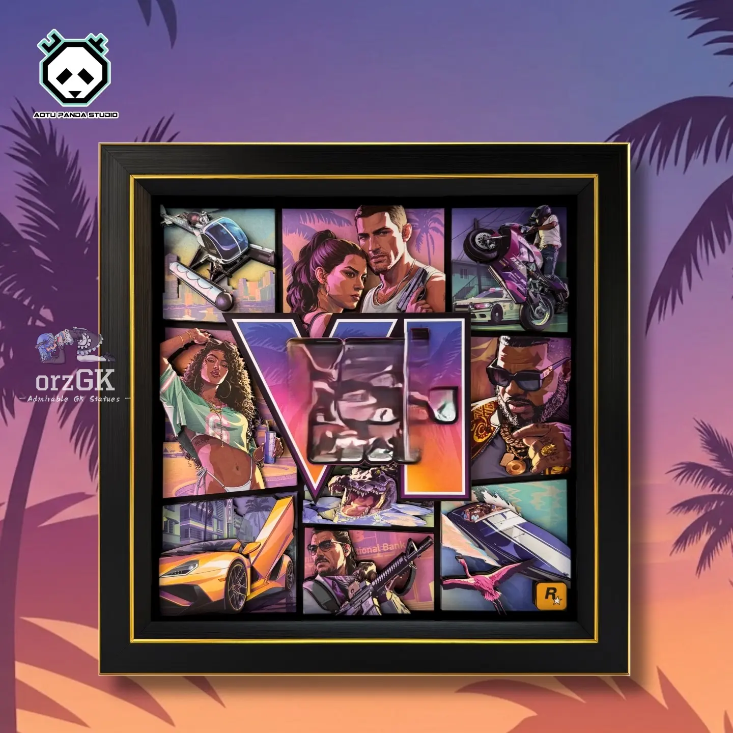 Aotupanda Studio – Grand Theft Auto VI 3D Gaming Room Decorative Wall Hanging Grand Theft Auto VI